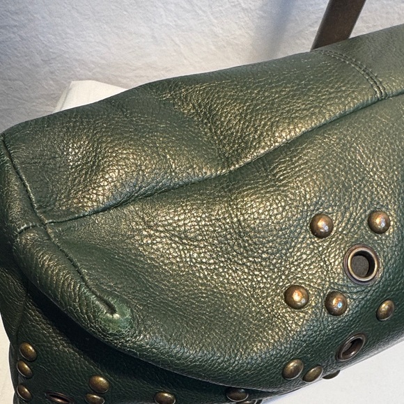 HOBO Dark Green Leather Shoulder Bag with Metal Accents - Picture 7 of 16